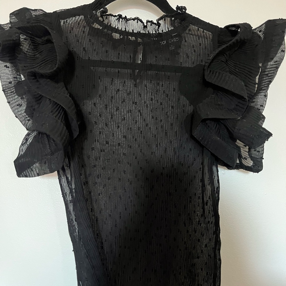 Sheer Black Ruffle Top